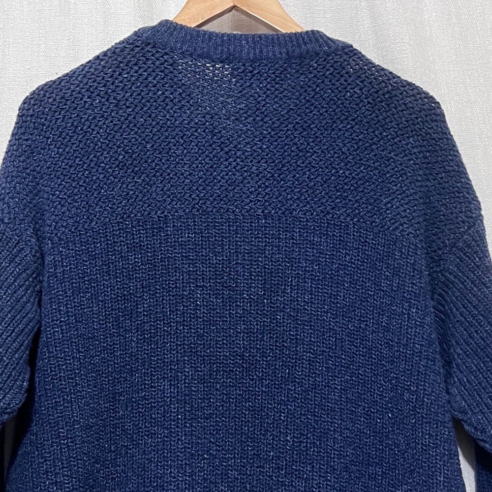 Red Head Men's Blue Knit Cotton Henley Fisherman Sweater Sz L Vintage Y2K Casual - Picture 4 of 12